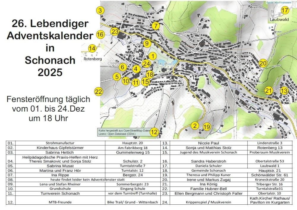 Lageplan von Schonach
