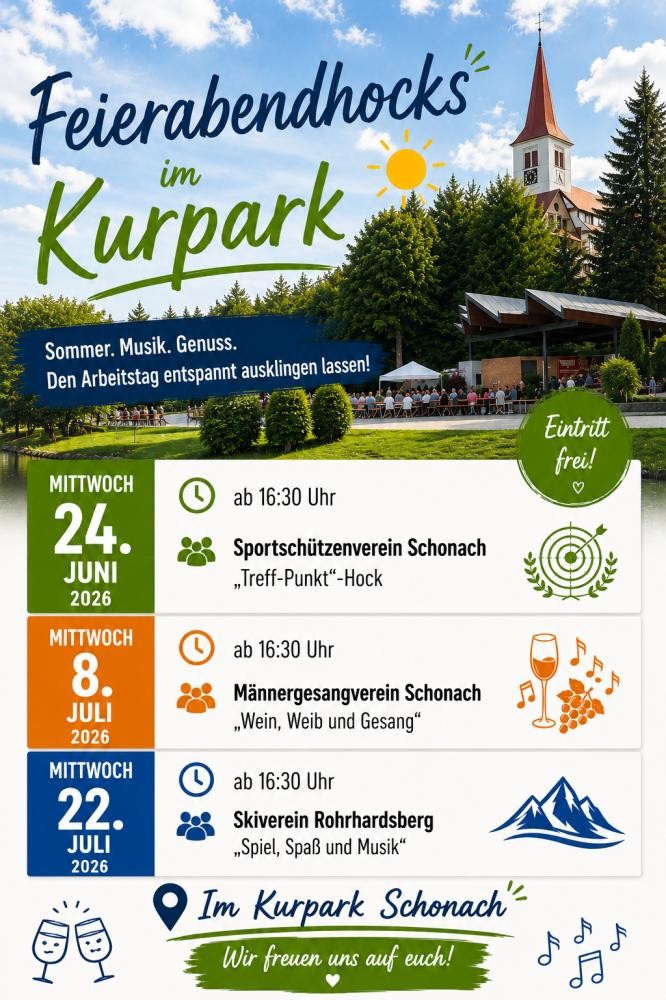 Plakat mit Informationen zu den Feierabendhocks