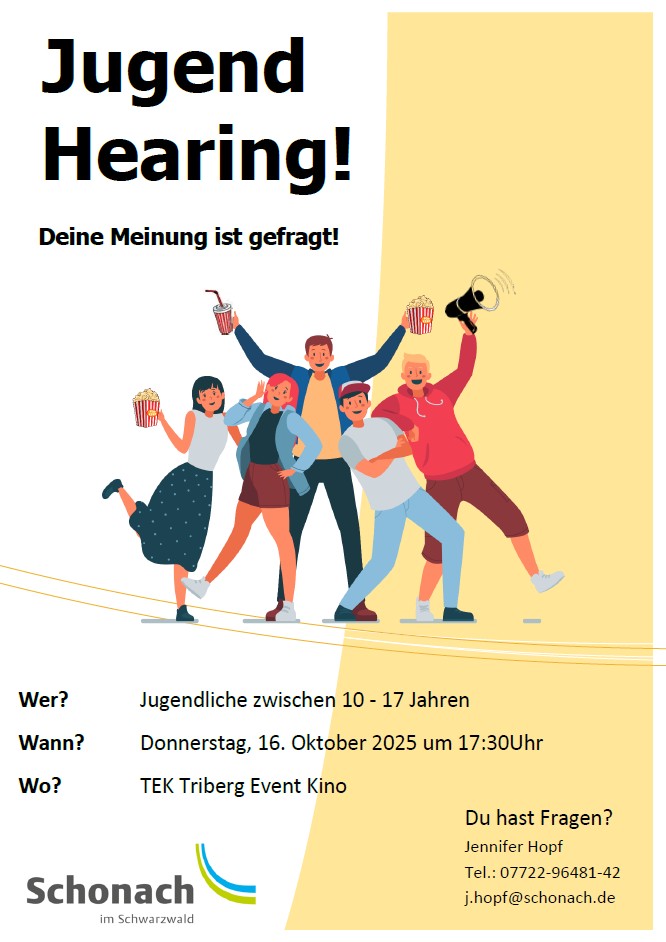 Plakat mit Datum und Ort vom Jugendhearing