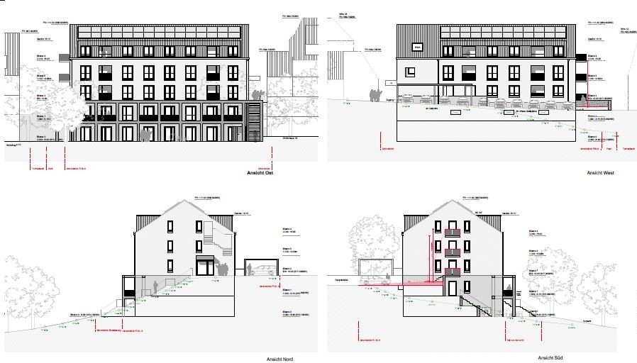 Pläne von einem Bauprojekt